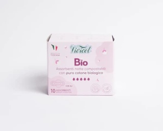 VIVICOT BIO Podpaski NA NOC, ze skrzydełkami, z organicznej bawełny, niebielone chlorem 10 sztuk