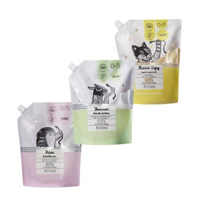YOPE Zestaw Refill żel pod prysznic MIX - Yunnan, Róża, Lipa 3 x 800 ml