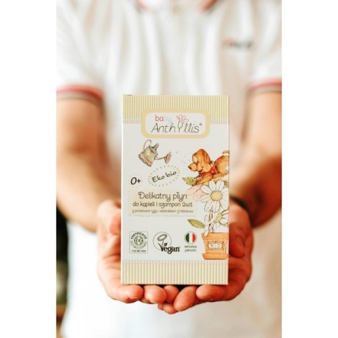 BABY ANTHYLLIS Delikatny Płyn do Kąpieli i Szampon 2 w 1 z Proteinami Ryżu i Ekstraktem z Hibiskusa 400 ml