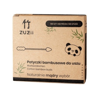 ZUZII Patyczki Kosmetyczne Bambusowe z Bawełną Bałwanek/Szpic 100 szt.