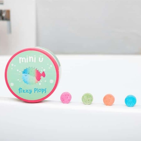 MINI U Fizzy Plops – Kolorowe Tabletki do Kąpieli dla Dzieci, 4 Kolory – 40 × 3 g