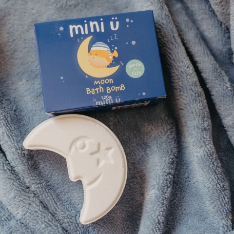 MINI U Księżyc – Musująca Kula do Kąpieli dla Dzieci – 120 g