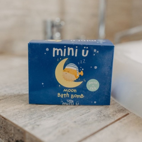 MINI U Księżyc – Musująca Kula do Kąpieli dla Dzieci – 120 g