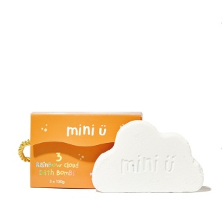 MINI U Tęczowe Chmurki – Musujące Kule do Kąpieli dla Dzieci, Zestaw 3 × 130 g