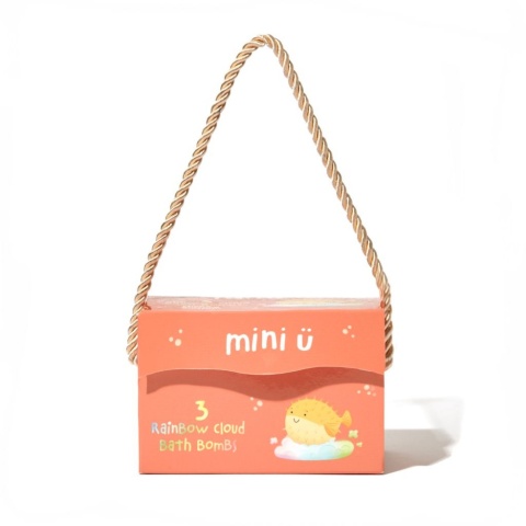 MINI U Tęczowe Chmurki – Musujące Kule do Kąpieli dla Dzieci, Zestaw 3 × 130 g