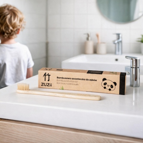 ZUZII Bambusowa Szczoteczka do Zębów dla Dzieci SOFT – Beżowa
